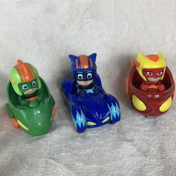 PJ Masks Cat Boy Owlette & Gekko Toys Set Of 3 Action Figures & 3 Vehicles - Picture 1 of 4